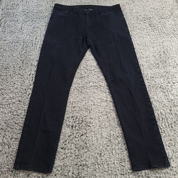 Ranbeeri Jeans Men 36x32 Blue Straight Leg Slim Rocker Dark Wash Stretch Denim - Picture 3 of 11